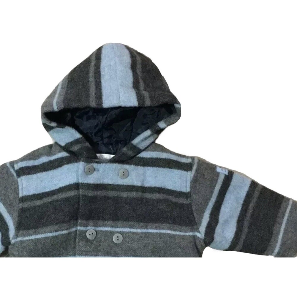 Petit Patapon Baby Jacket 3 Months Wool Blend Jacket Buttons With Hood Stripes